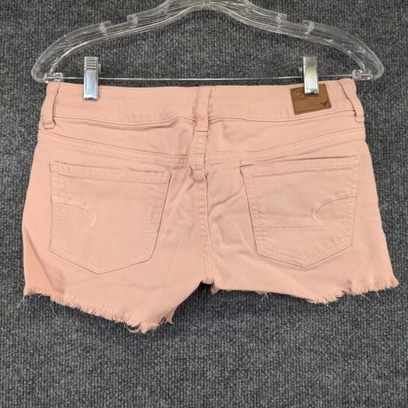 American Eagle Womens Cut Off Jean Shorts Pink Size 4 Stretch - Picture 3 of 11
